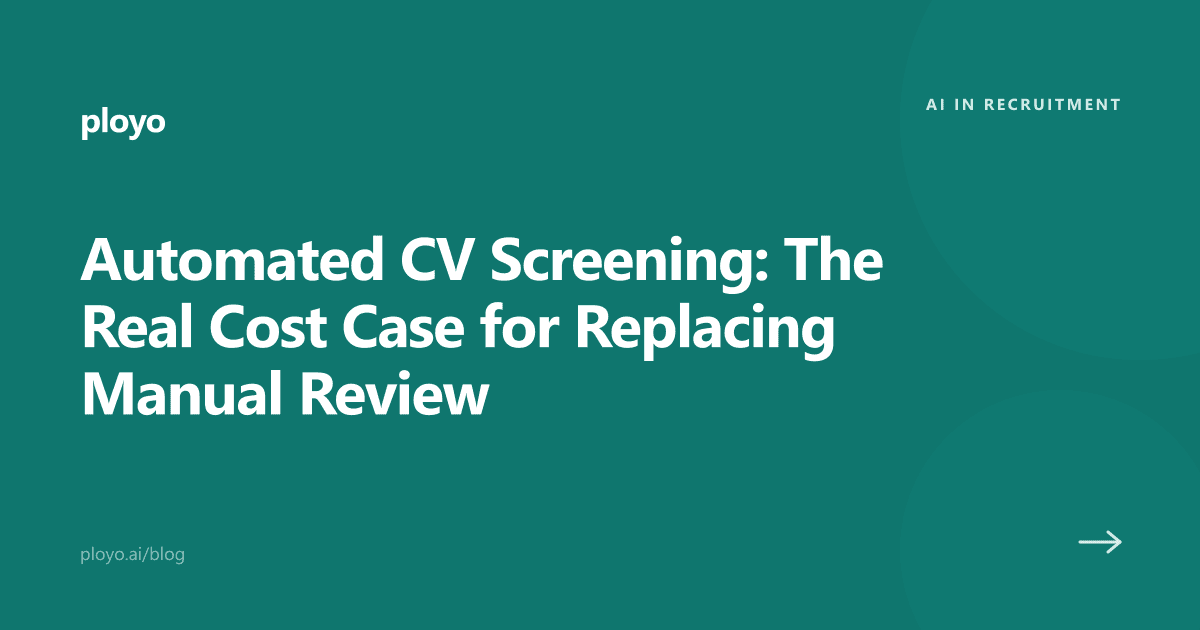 Cover illustration for the Ployo article on automated CV screening and its cost savings versus manual review