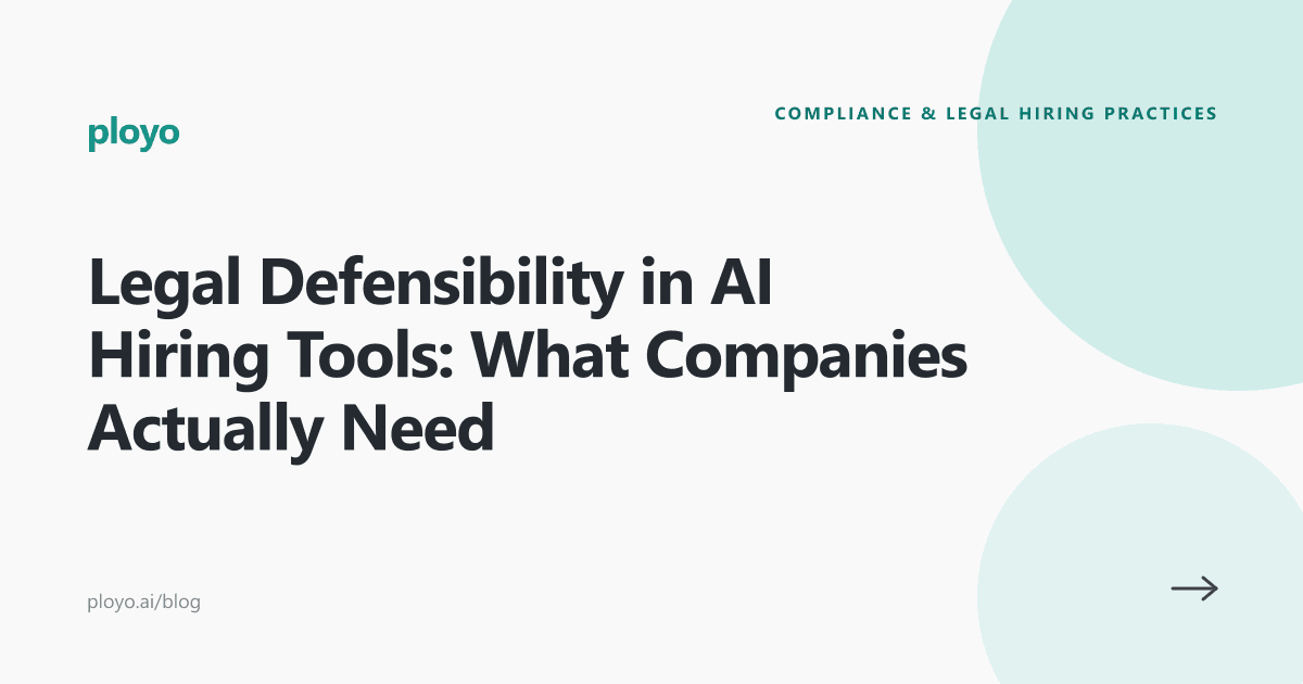 Cover illustration for the Ployo article on legal defensibility in AI hiring tools