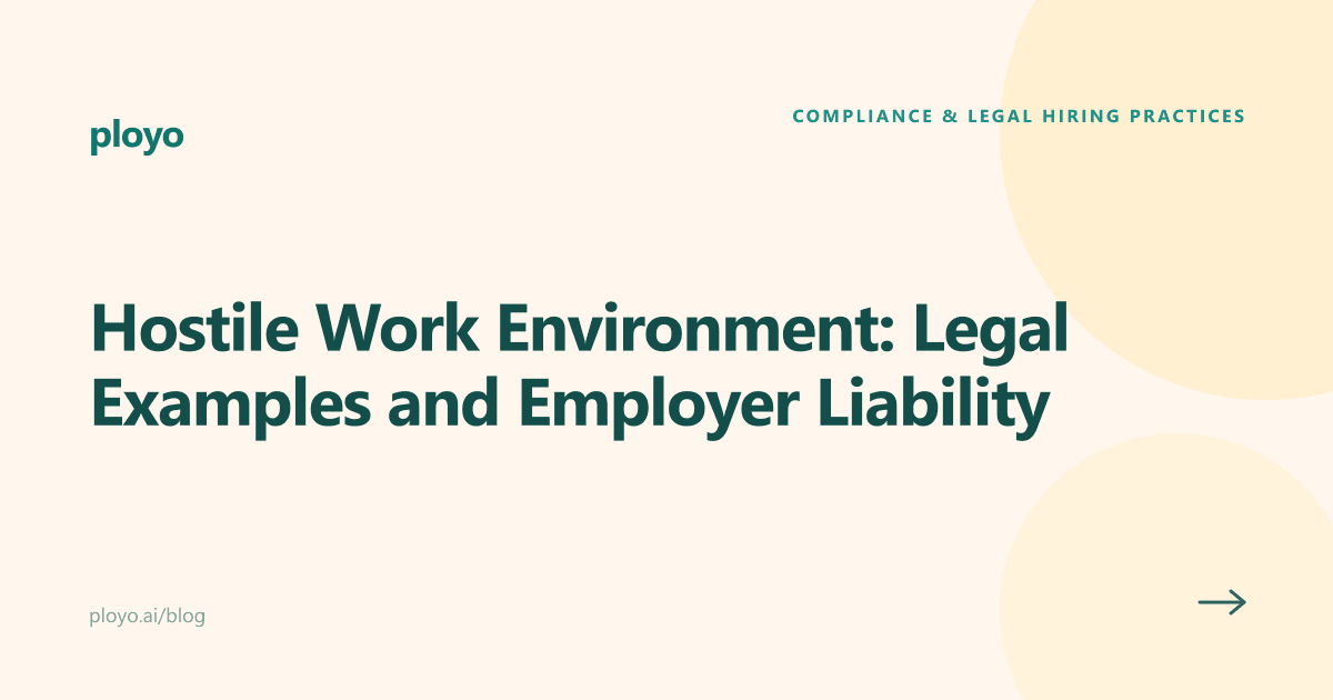 Illustration for the Ployo article on hostile work environment legal examples and employer liability