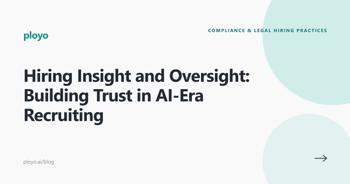 Illustration for the Ployo article on balancing AI insight with human oversight in hiring
