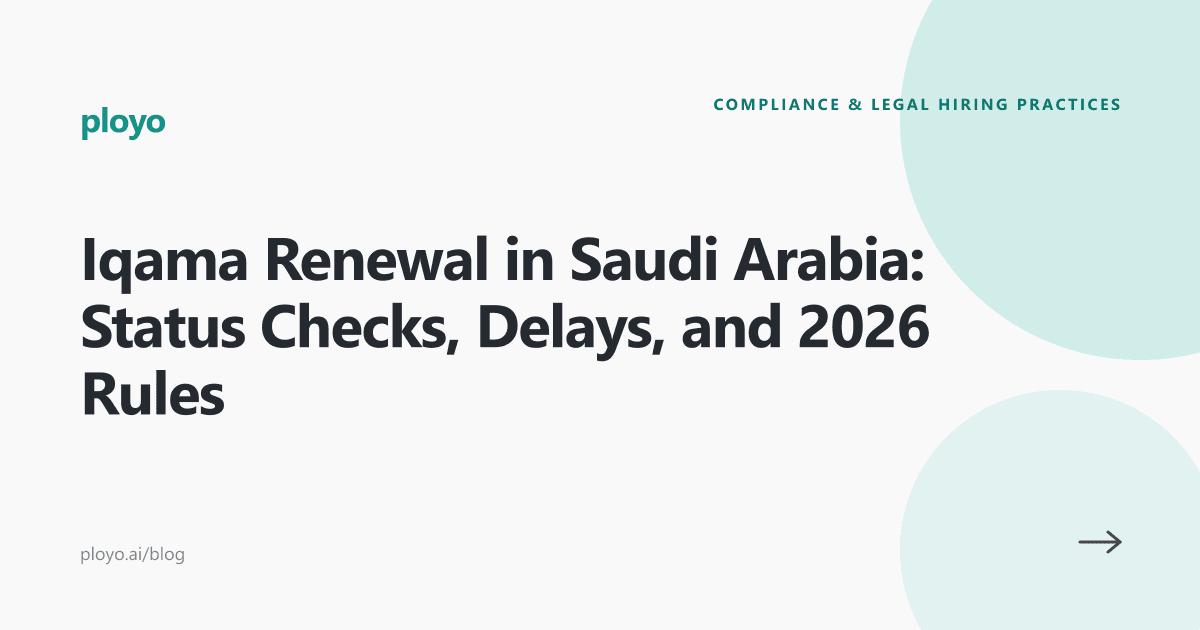 Illustration for the Ployo article on iqama renewal status, delays, and 2026 rules in Saudi Arabia
