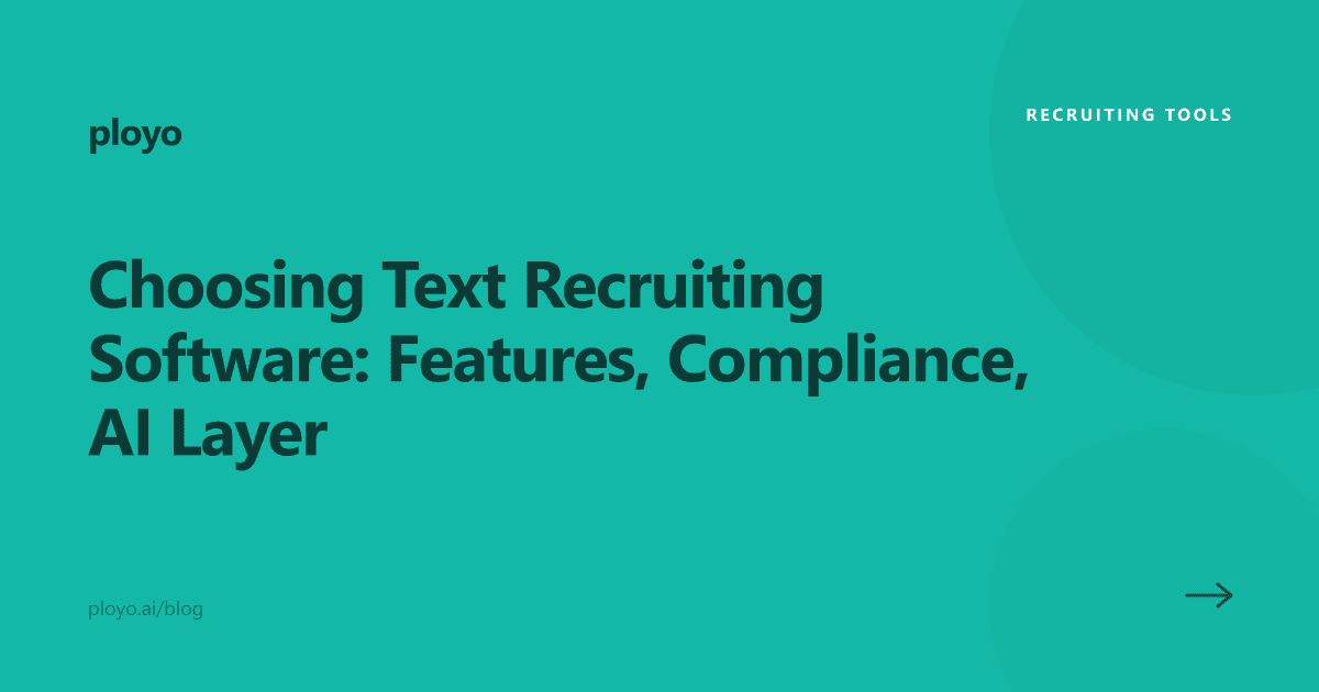 Illustration of a recruiter comparing text recruiting software features and compliance tools