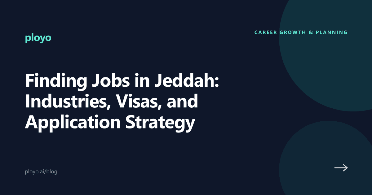 Illustration for the Ployo guide on finding jobs in Jeddah, including industries and visa strategy