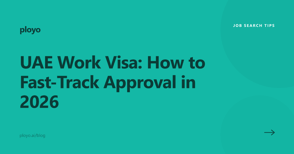 Cover illustration for the Ployo article on fast-tracking a UAE work visa
