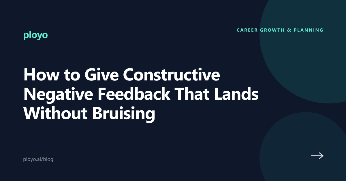 Illustration for the Ployo guide on giving constructive negative feedback without bruising