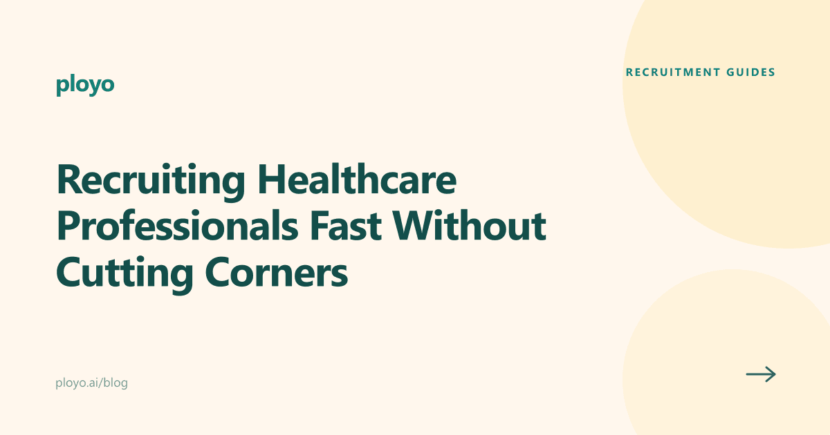 Illustration of a healthcare recruiter quickly screening clinical candidates without cutting corners