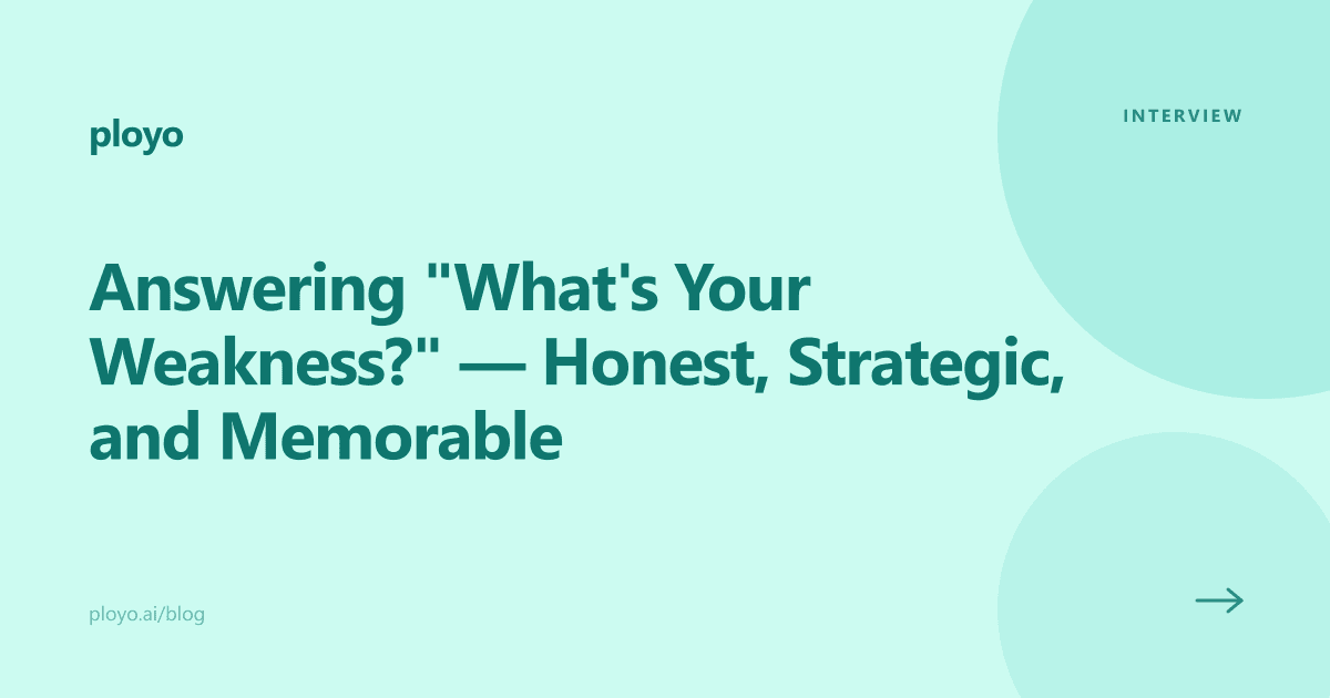 Illustration for the Ployo article on answering the interview weakness question honestly and strategically