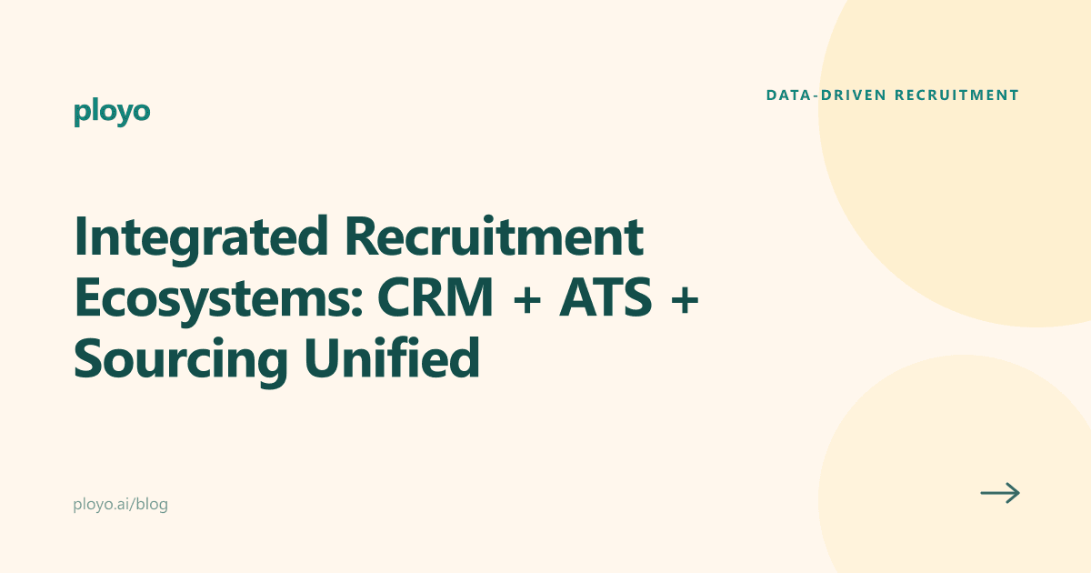 Cover illustration for the Ployo article on integrated recruitment ecosystems combining CRM, ATS, and sourcing