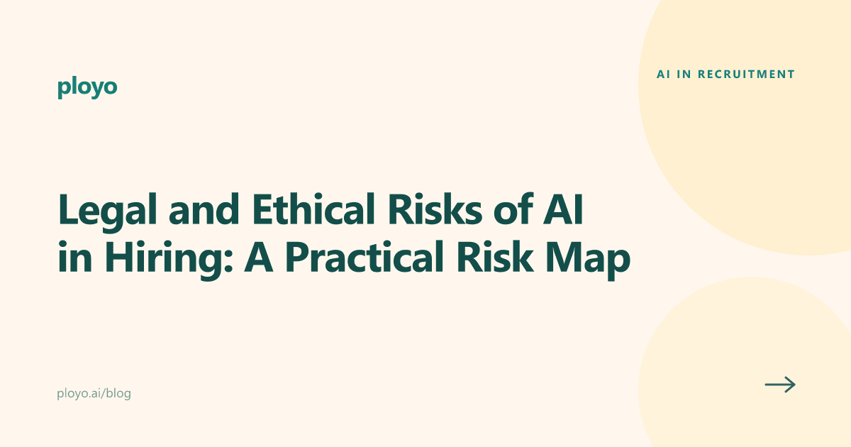 Illustration of a risk map covering the legal and ethical dangers of AI in hiring