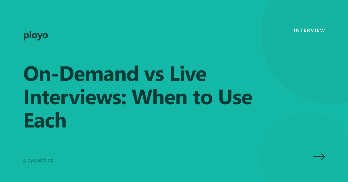 Illustration for the Ployo article comparing on-demand and live interviews