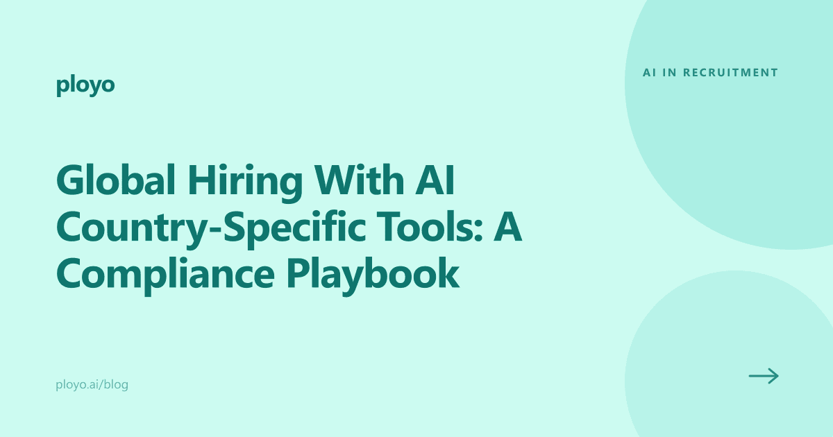 Illustration for the Ployo playbook on AI tools for country-specific global hiring compliance