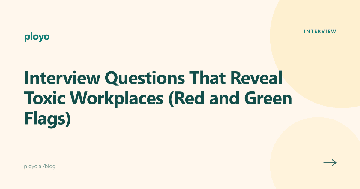 Illustration for the Ployo article on interview questions that reveal toxic workplace red and green flags