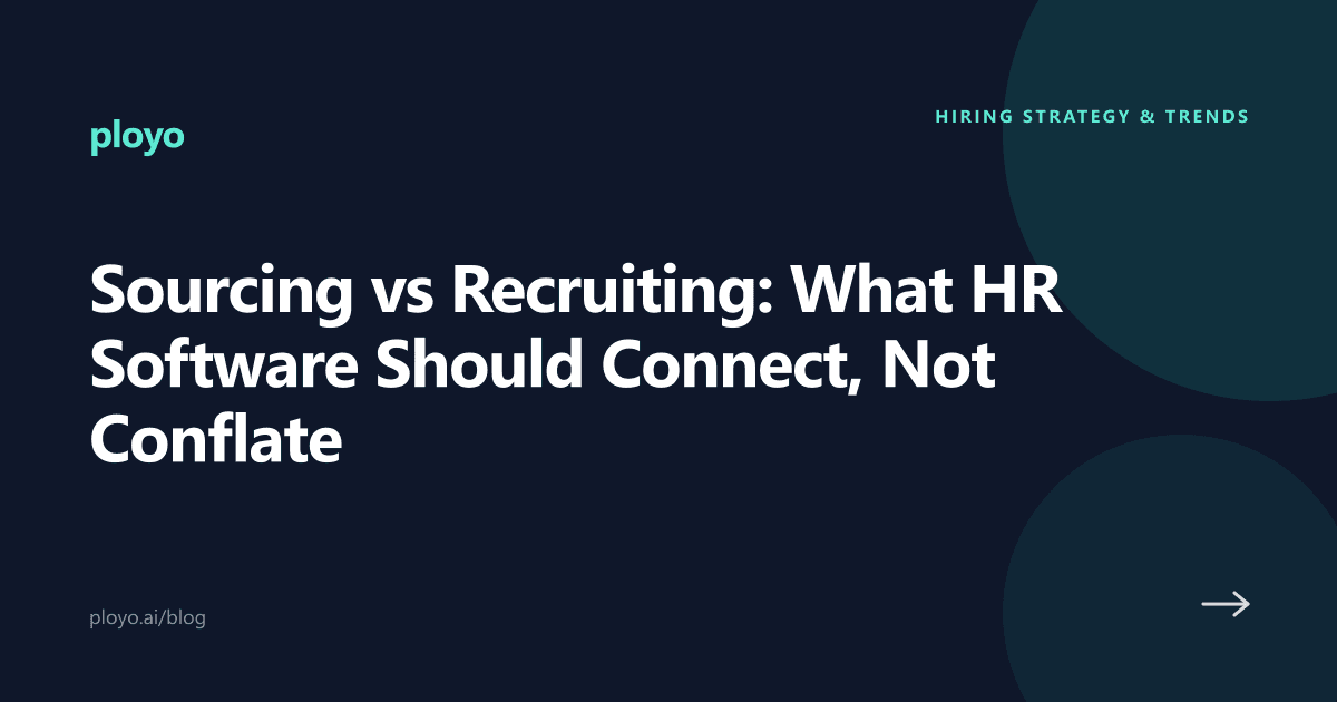 Illustration for the Ployo article on sourcing vs recruiting and the software that connects them